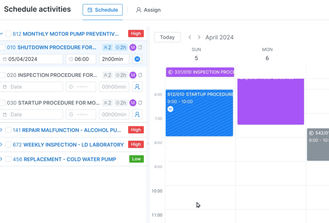 Schedule activities to optimize working hours
